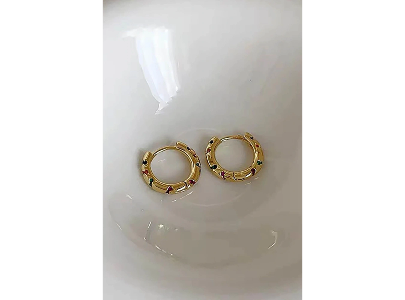 Altın Renk Taşlı Halka Tx Küpe (Çift)