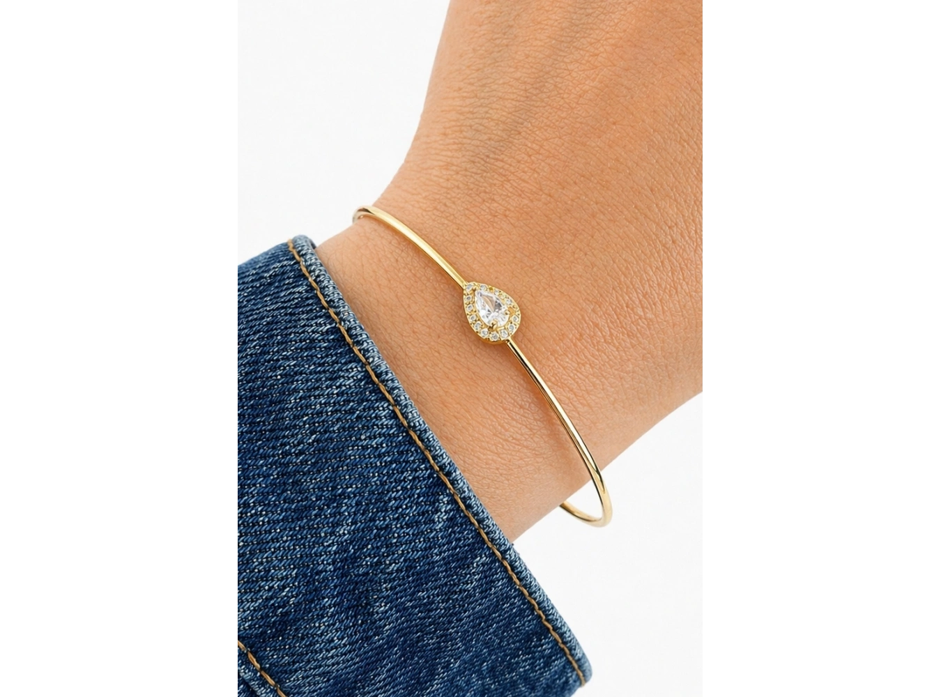 Altın Renk Taşlı Kelepçe Bileklik