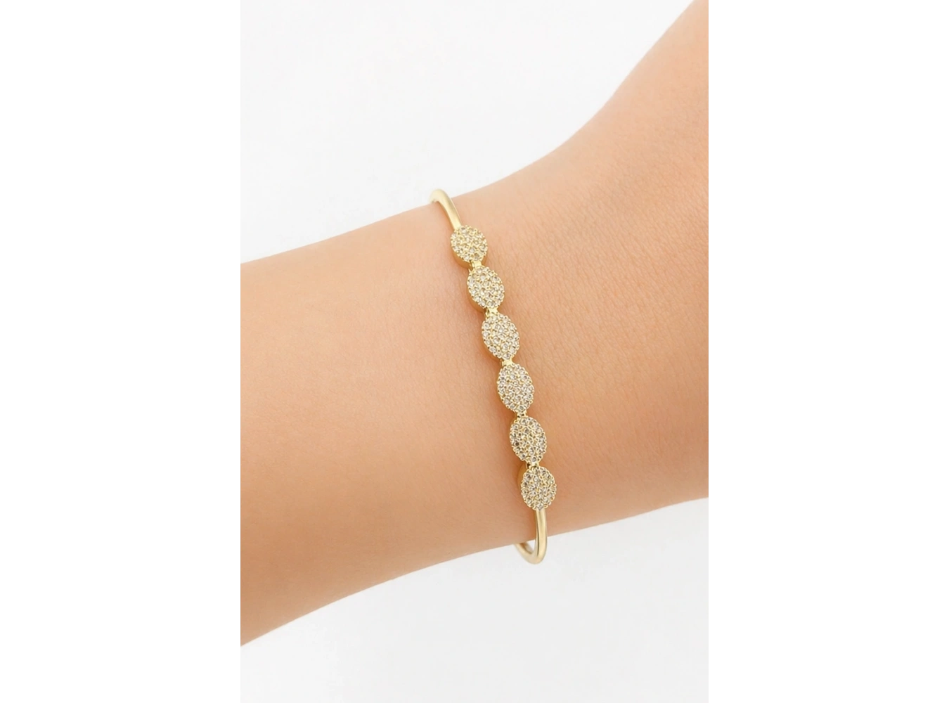 Altın Renk Taşlı Kelepçe Bileklik