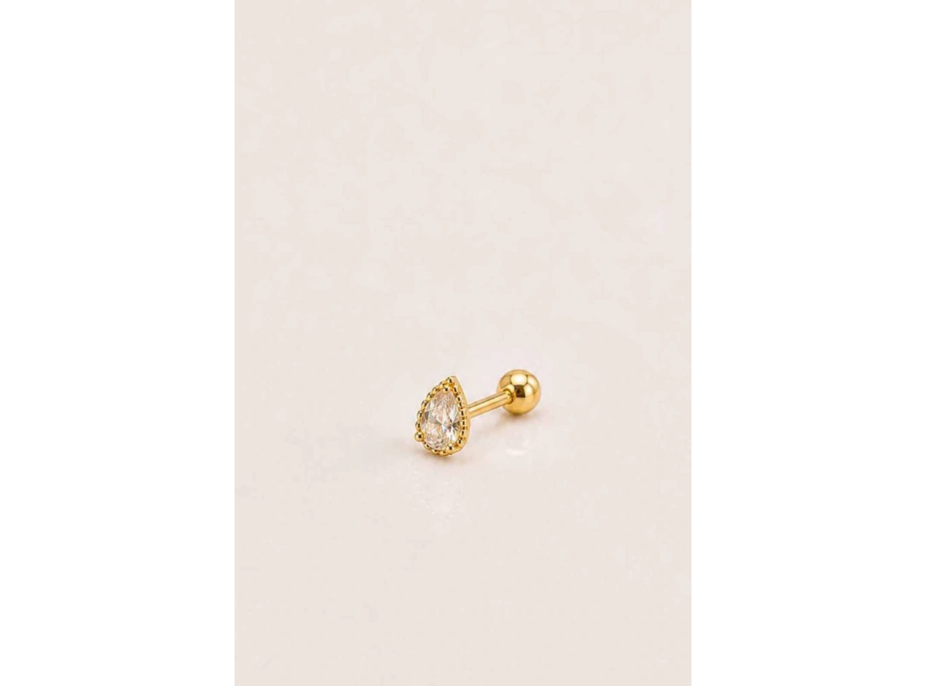 Altın Renk Taşlı Küçük Boy Cerrahi Çelik Tragus/Kıkırdak Küpe/Piercing (Tek)