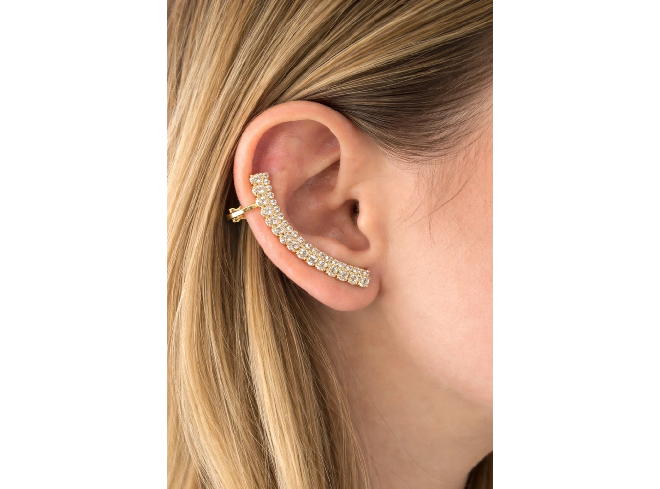 Altın Renk Taşlı Kulak Aksesuarı (Çift)