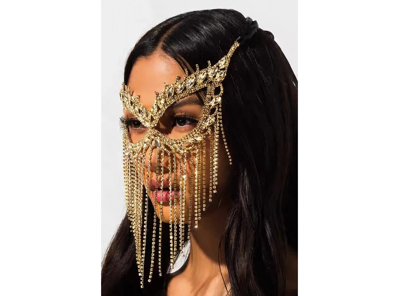 Altın Renk Taşlı Parti Maskesi