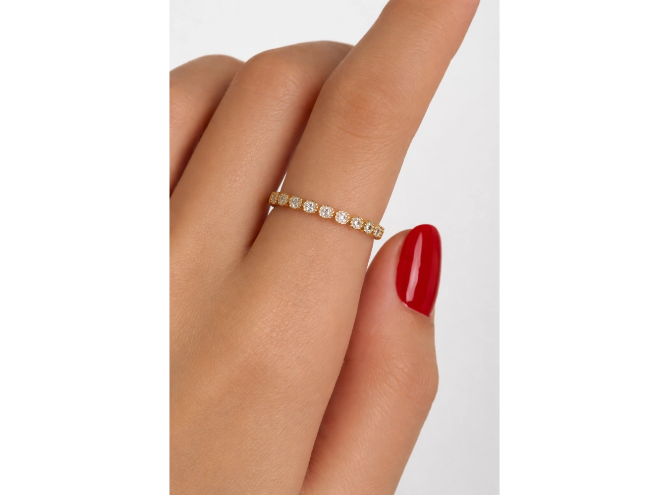 Altın Renk Taşlı Su Yolu Ayarlanabilir Yüzük