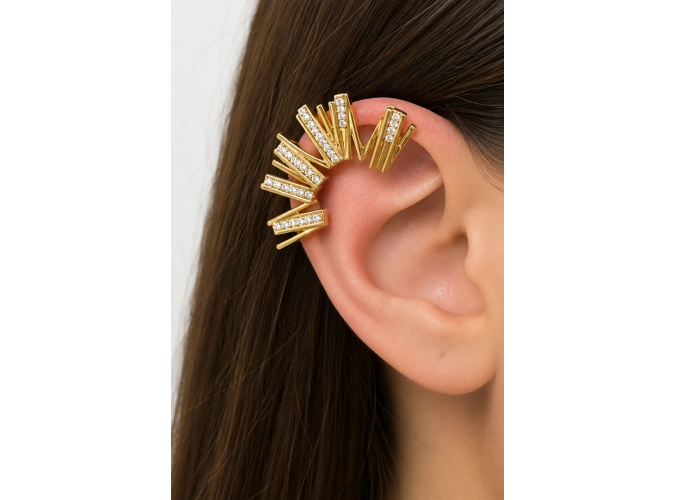 Altın Renk Taşlı Tx Ear Cuff/Kulak Aksesuarı (Tek)