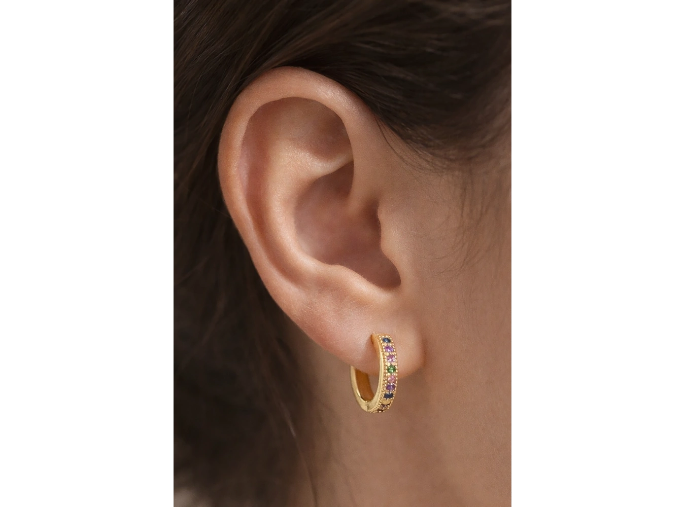 Altın Renk Taşlı Tx Halka Küpe (Çift)