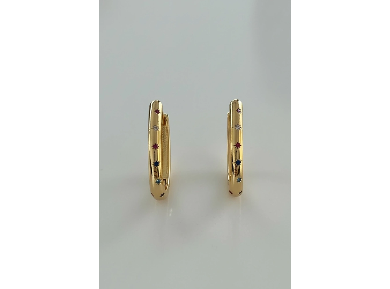 Altın Renk Taşlı Tx Halka Küpe (Çift)