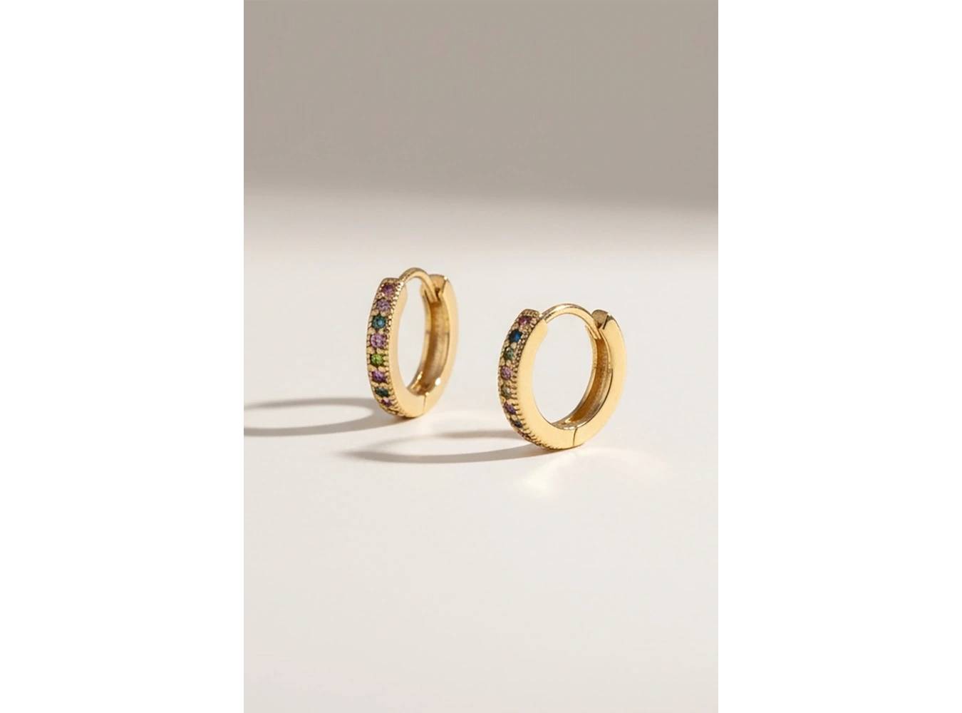 Altın Renk Taşlı Tx Halka Küpe (Çift)