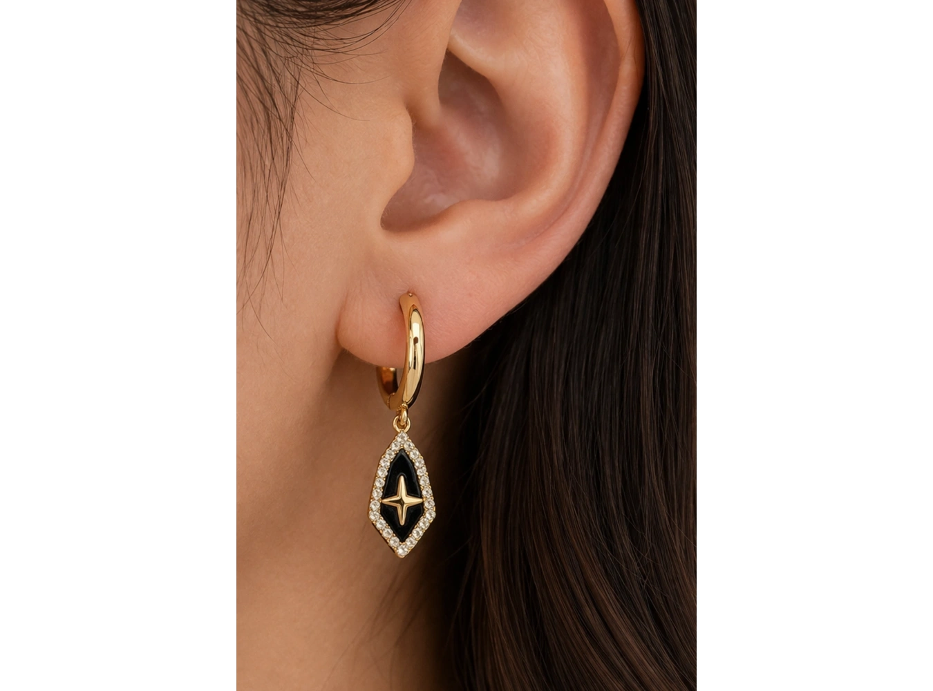 Altın Renk Taşlı Tx Küpe (Çift)