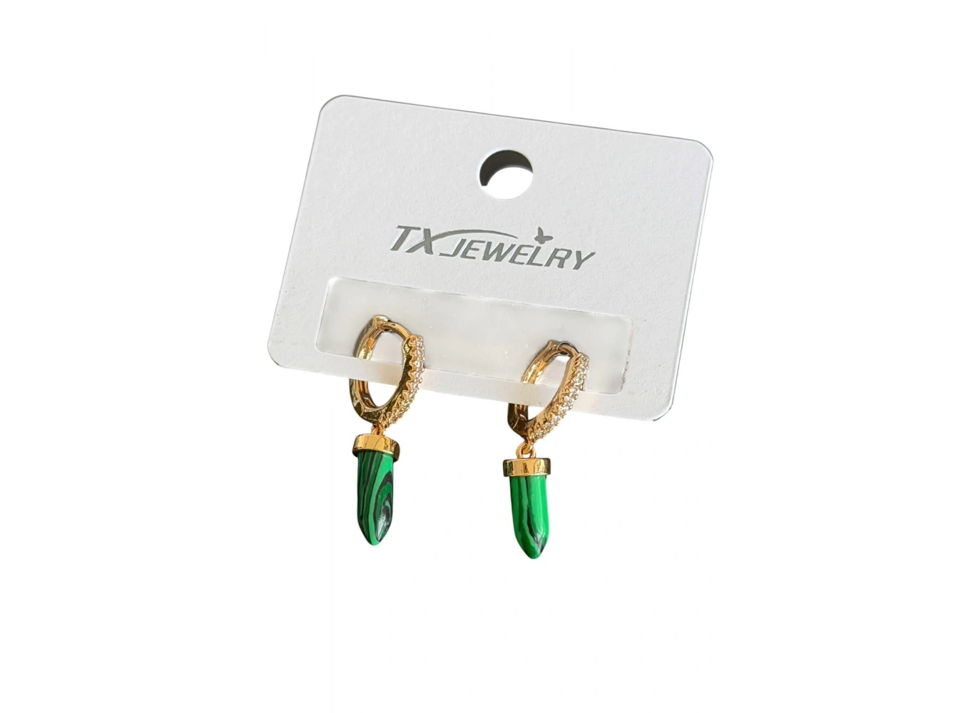 Altın Renk Taşlı Tx Küpe (Çift)