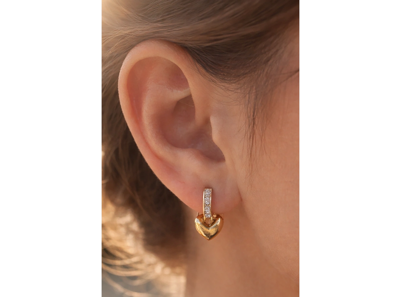 Altın Renk Taşlı Tx Küpe (Çift)