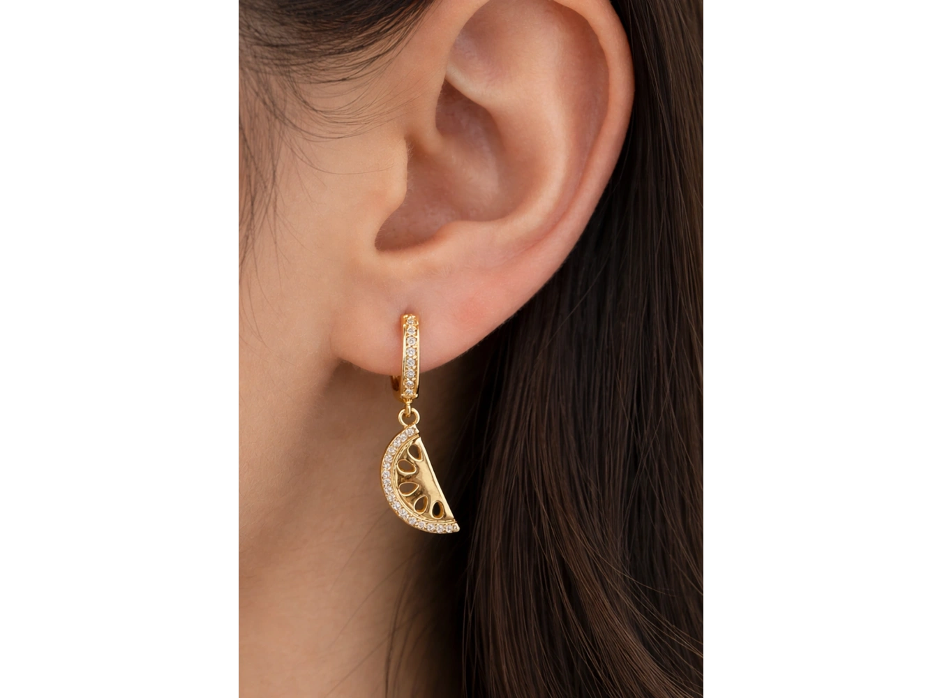 Altın Renk Taşlı Tx Küpe (Çift)