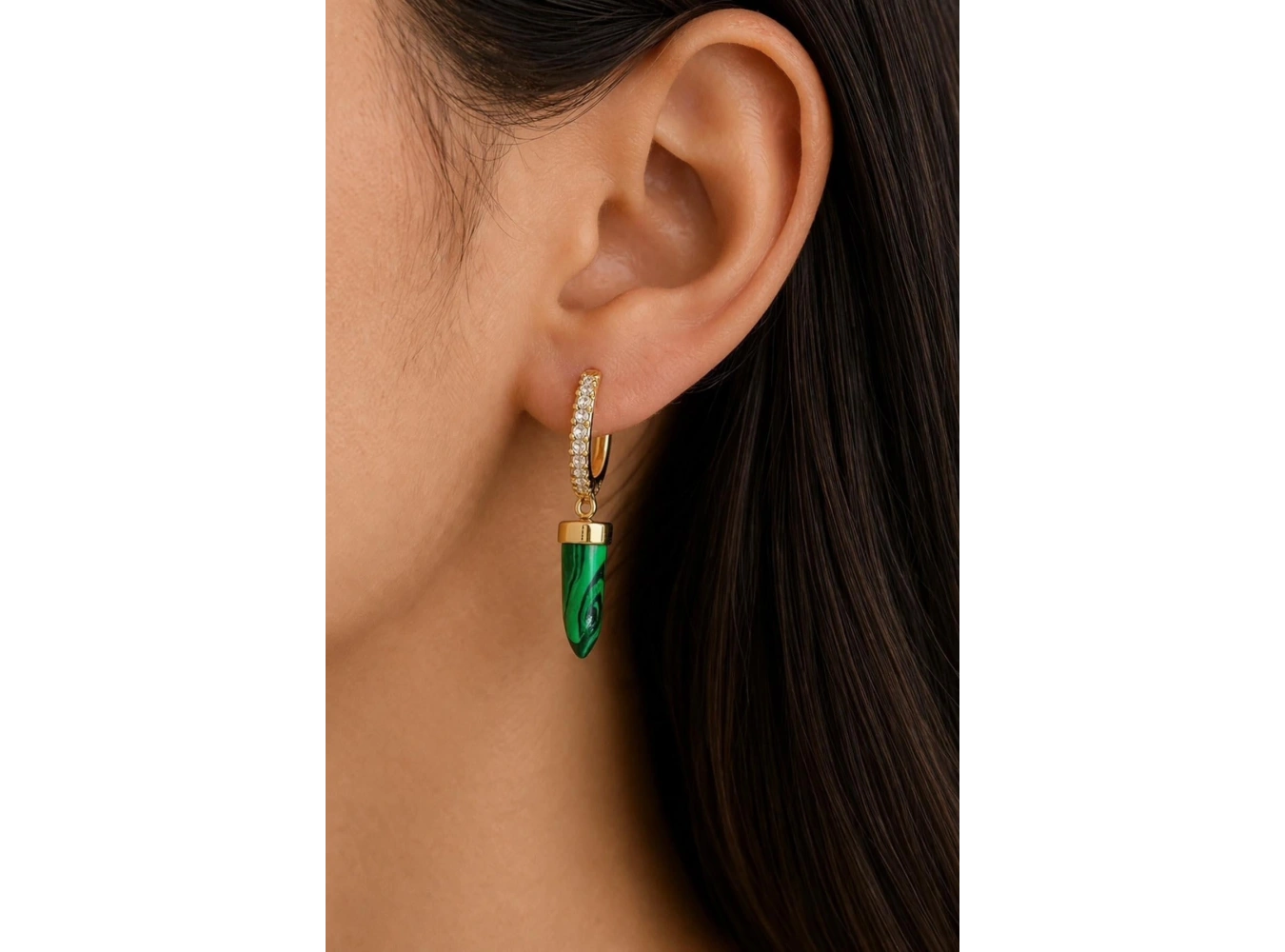 Altın Renk Taşlı Tx Küpe (Çift)