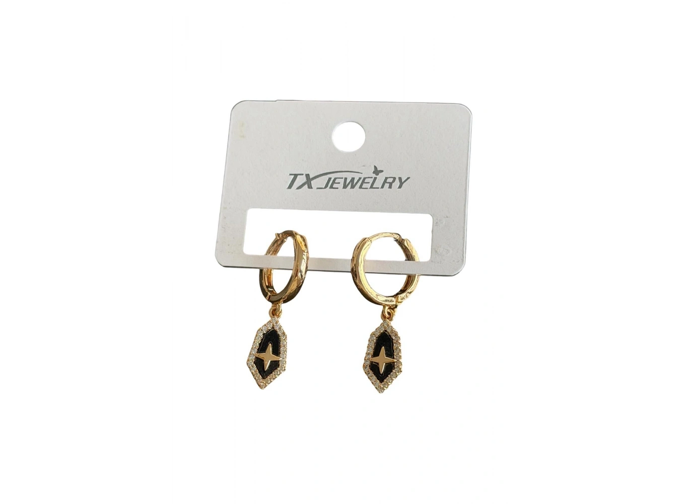 Altın Renk Taşlı Tx Küpe (Çift)