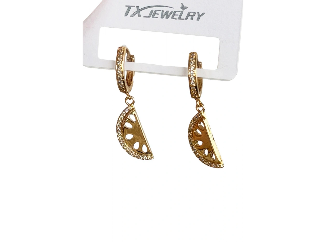 Altın Renk Taşlı Tx Küpe (Çift)