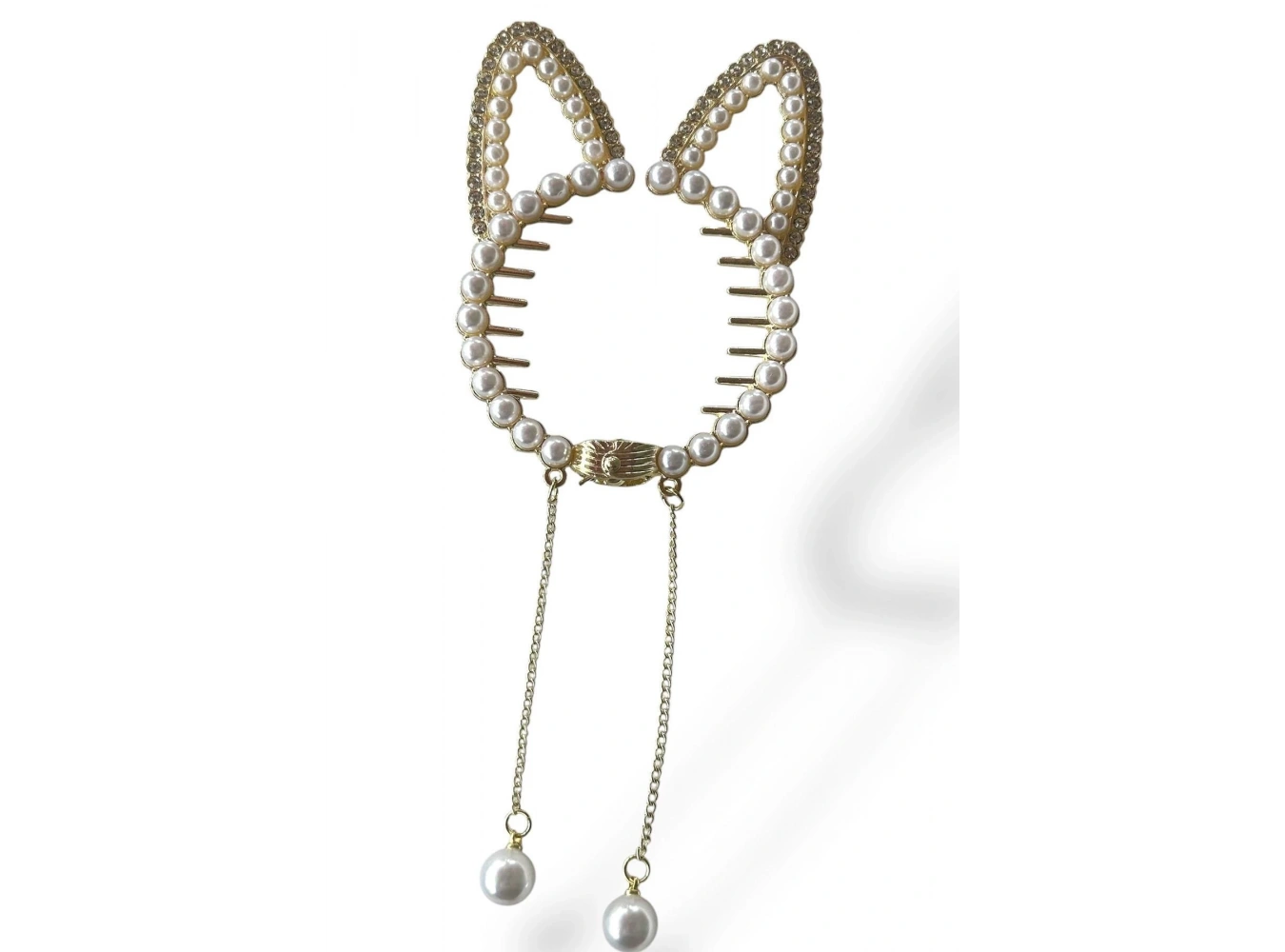 Altın Renk Tavşan Figürlü İnci Detaylı Sallantılı Topuz Tokası