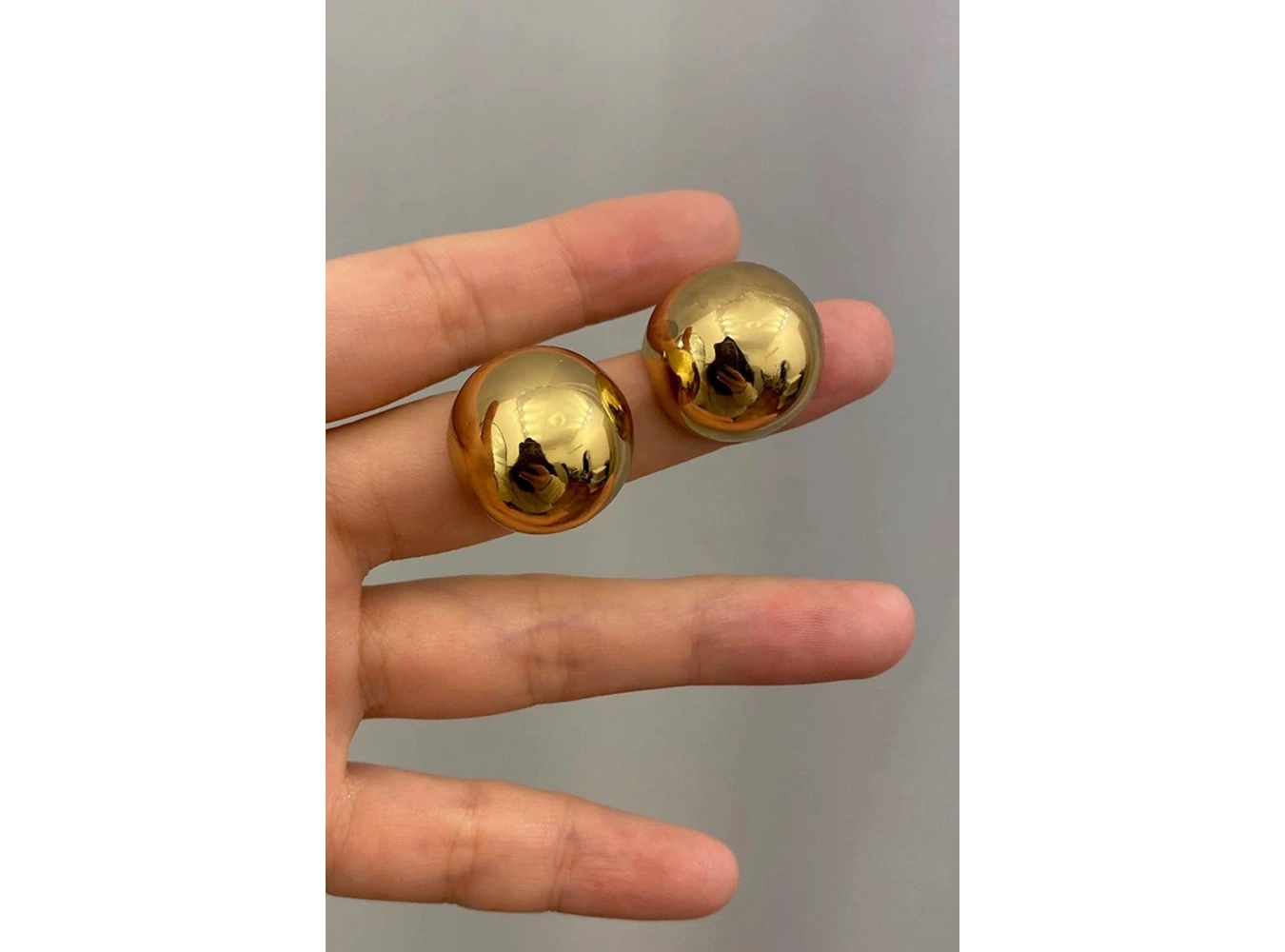 Altın Renk Top Çelik Küpe (Çift)