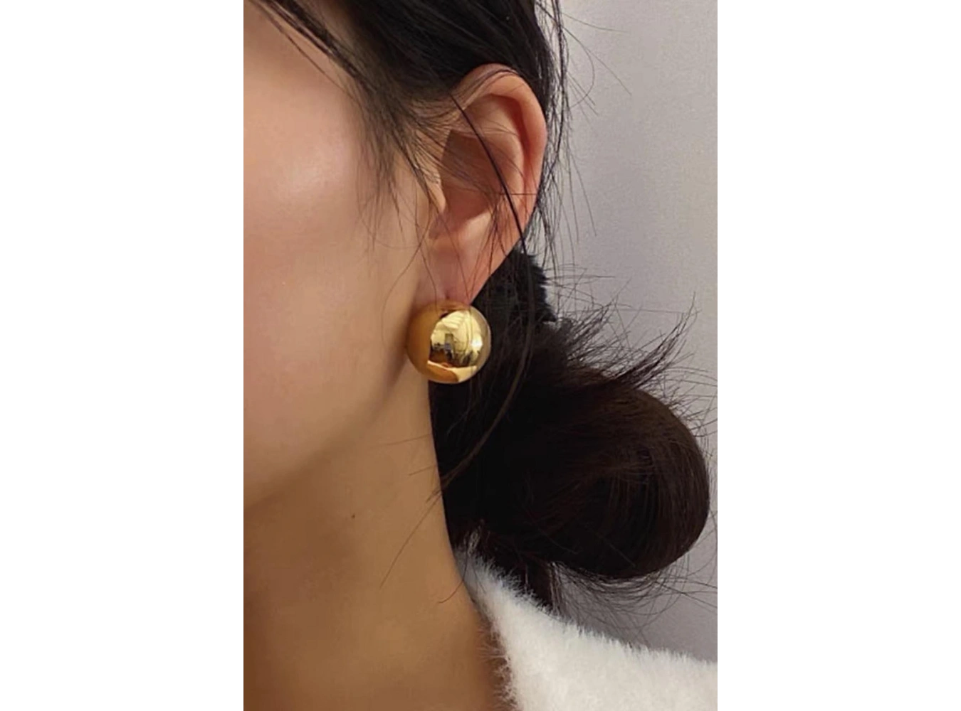 Altın Renk Top Çelik Küpe (Çift)