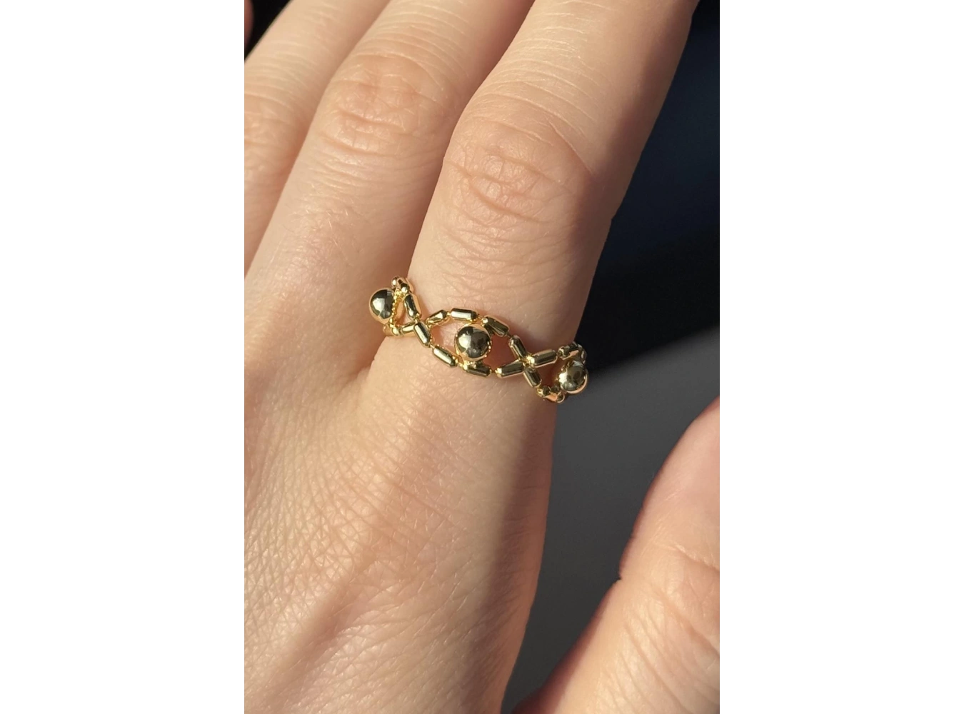 Altın Renk Top Detaylı Ayarlanabilir Yüzük