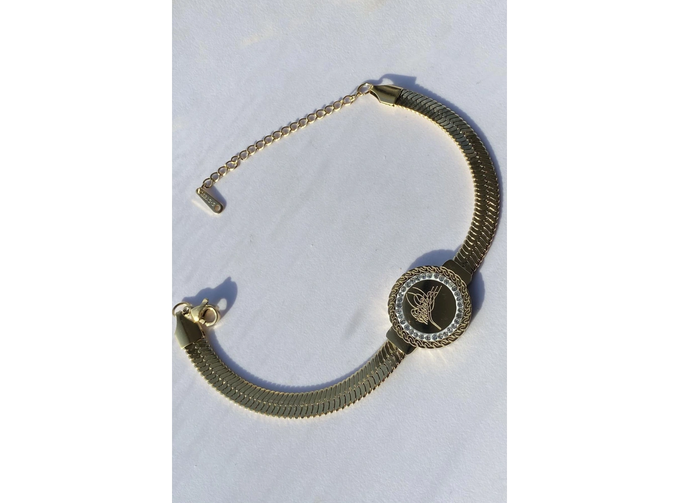 Altın Renk Tuğra Figürlü Çelik Bileklik