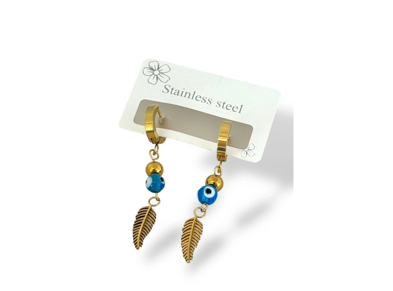 Altın Renk Tüy Figürlü Çelik Küpe (Çift)