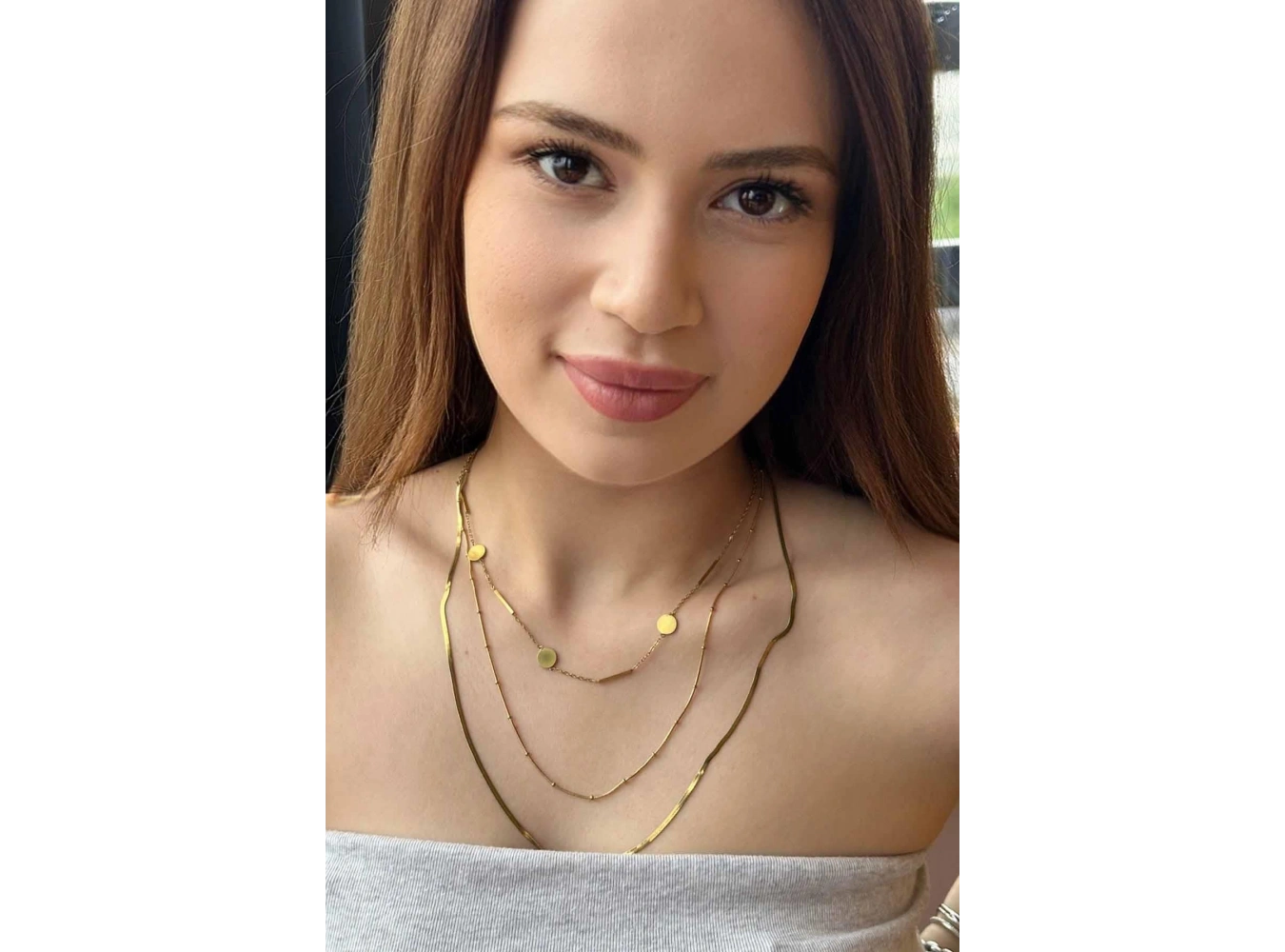 Altın Renk Üçlü Çelik Kolye