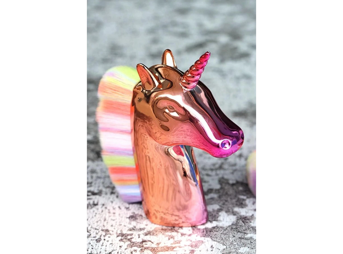 Altın Renk Unicorn Figürlü Allık/Makyaj Fırçası