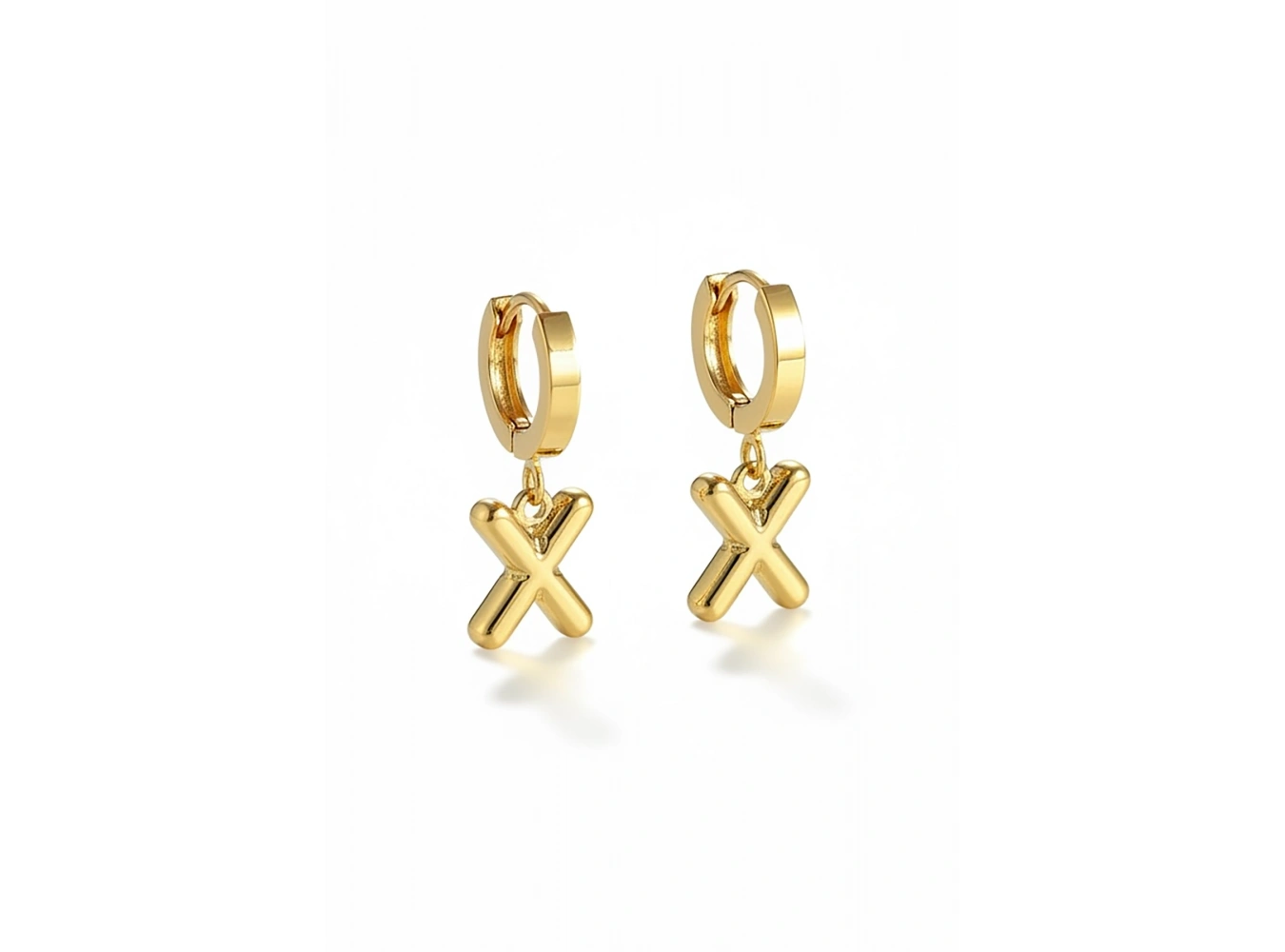 Altın Renk X Harf Çelik Küpe (Çift)