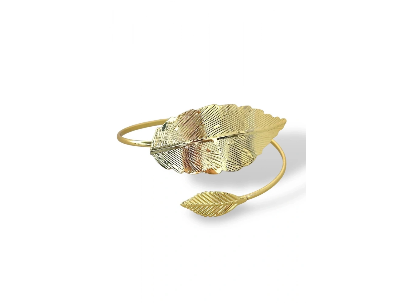 Altın Renk Yaprak Desenli Tasarım Bileklik Kol Aksesuarı