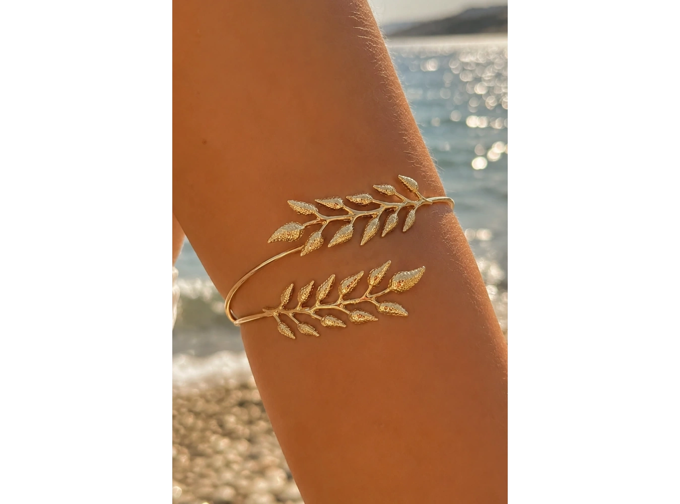 Altın Renk Yaprak Figürlü Pazu Bilekliği/ Kol Aksesuarı