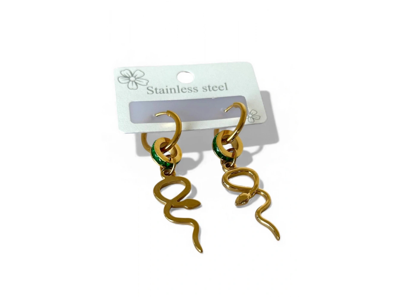 Altın Renk Yılan Figürlü Çelik Küpe (Çift)