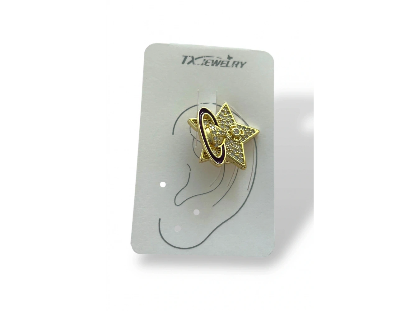 Altın Renk Yıldız Figürlü 14K Altın Kaplama TX Ear Cuff (Tek)