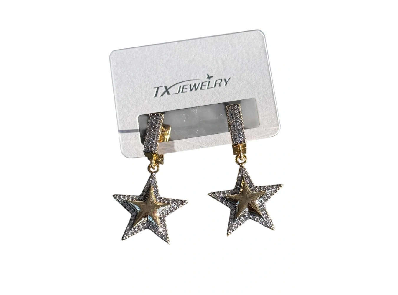 Altın Renk Yıldız Figürlü 14K Altın Kaplama TX Küpe (Çift)