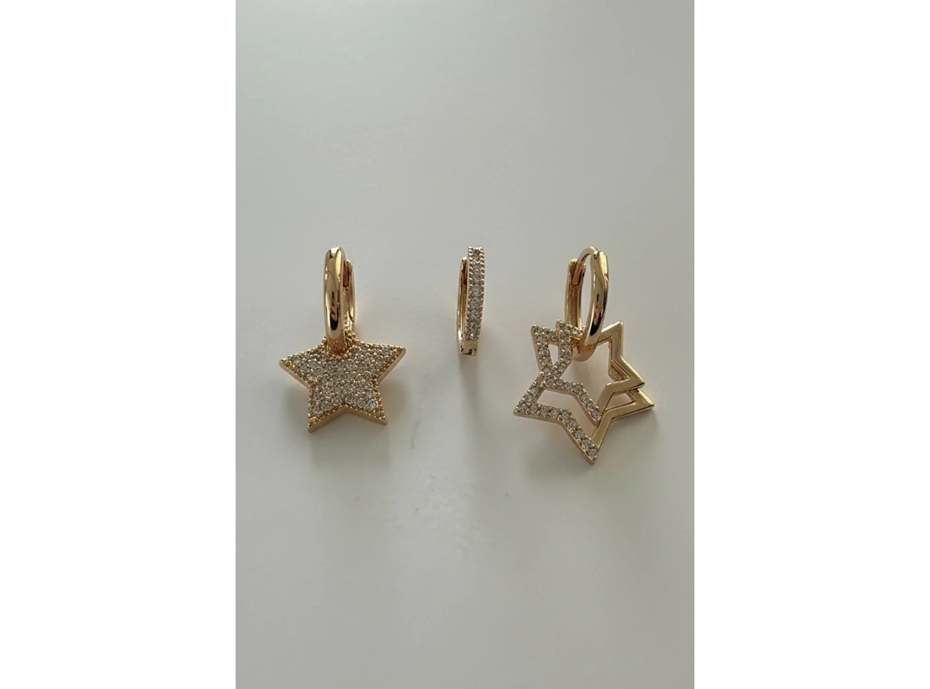 Altın Renk Yıldız Figürlü 3lü Ysx Küpe Set