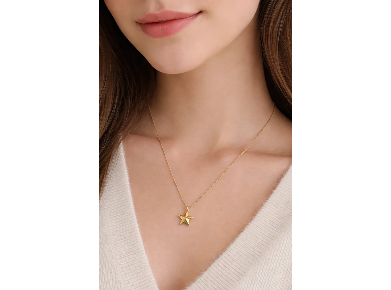 Altın Renk Yıldız Figürlü Çelik Kolye