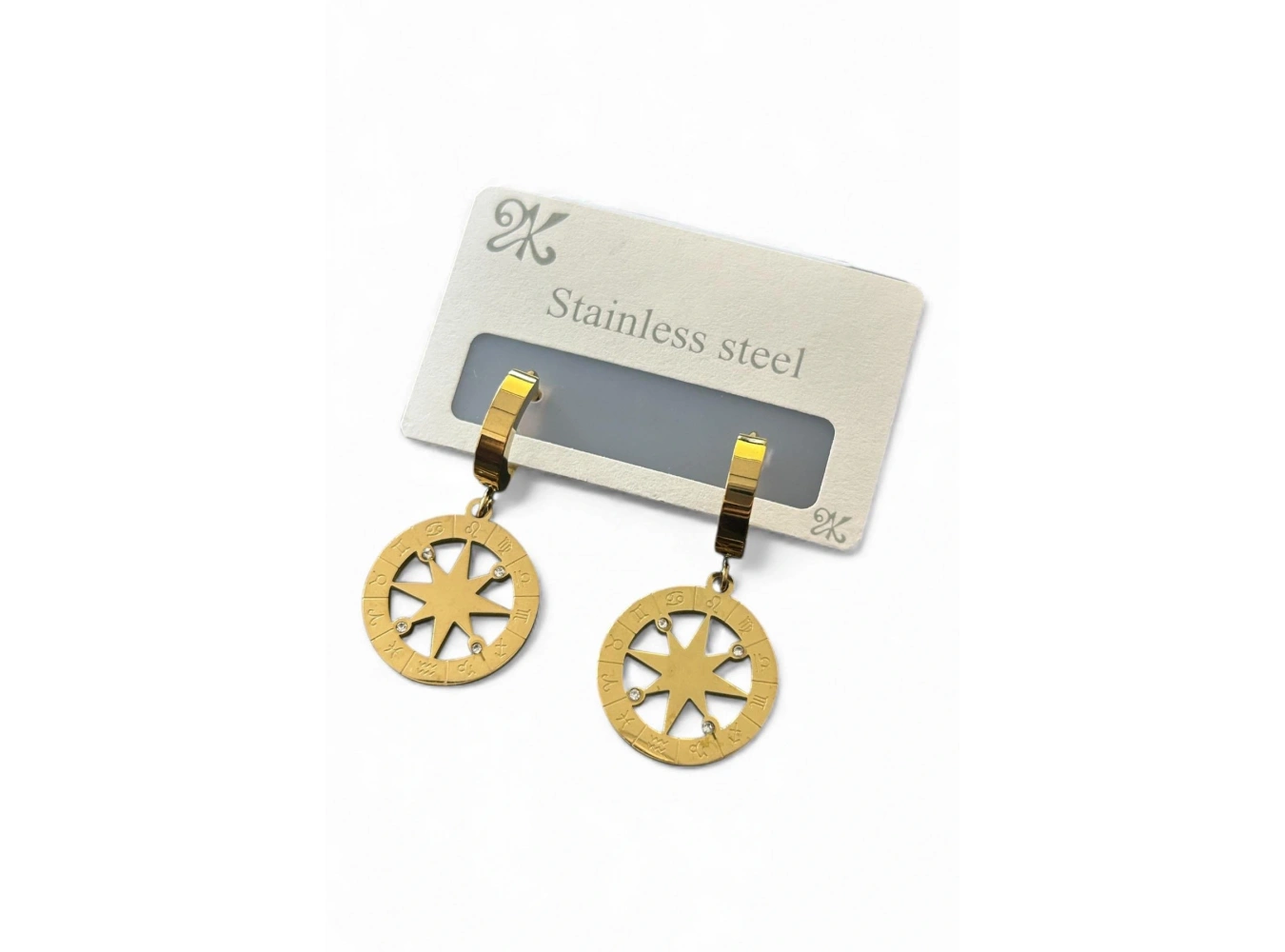 Altın Renk Yıldız Figürlü Çelik Küpe (Çift)