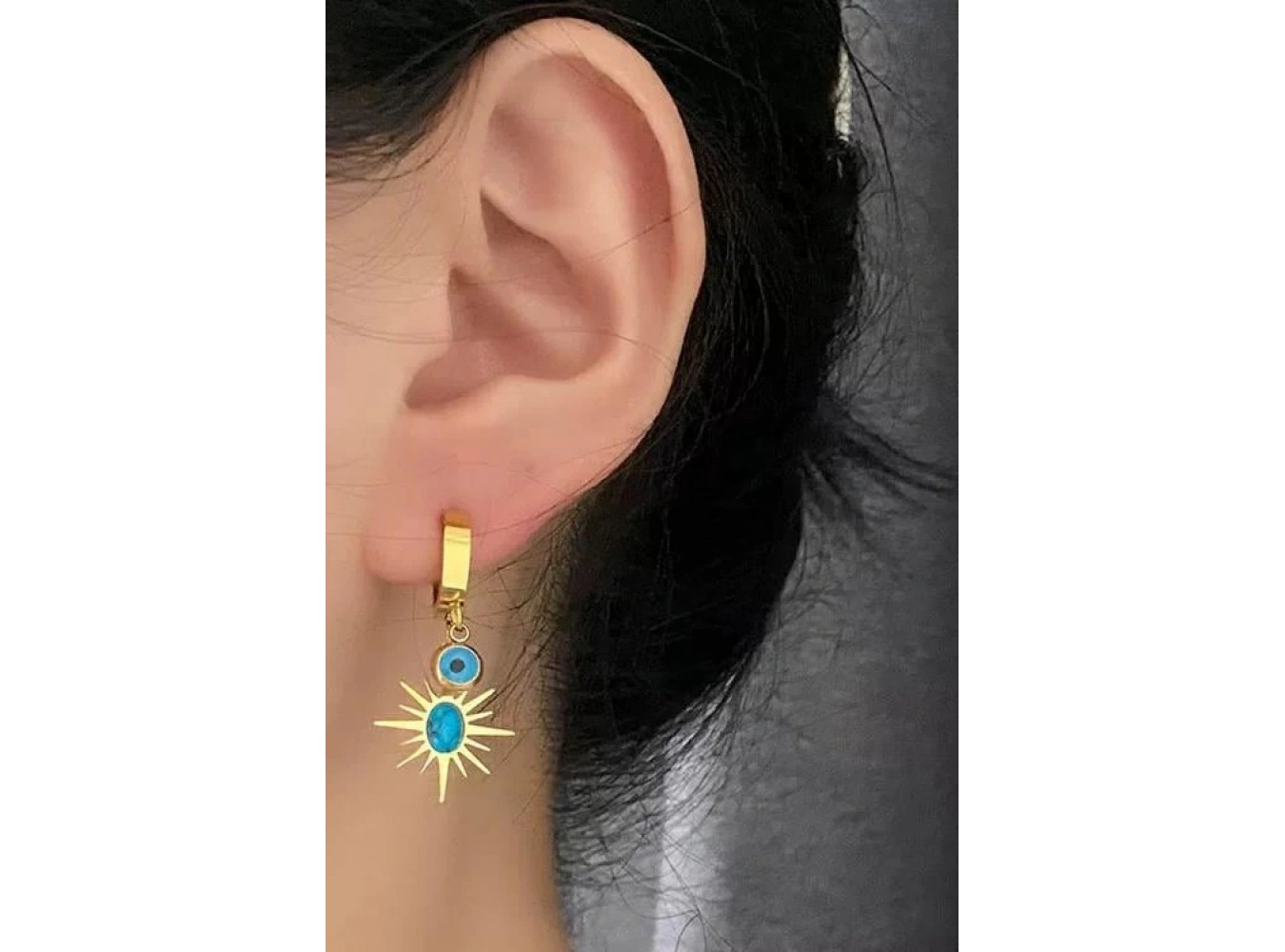 Altın Renk Yıldız Figürlü Çelik Küpe (Çift)