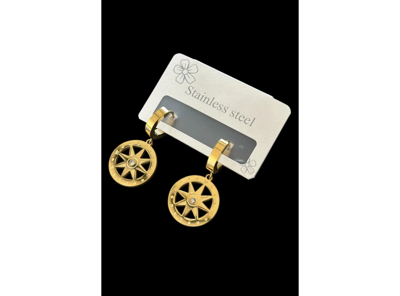 Altın Renk Yıldız Figürlü Çelik Küpe (Çift)