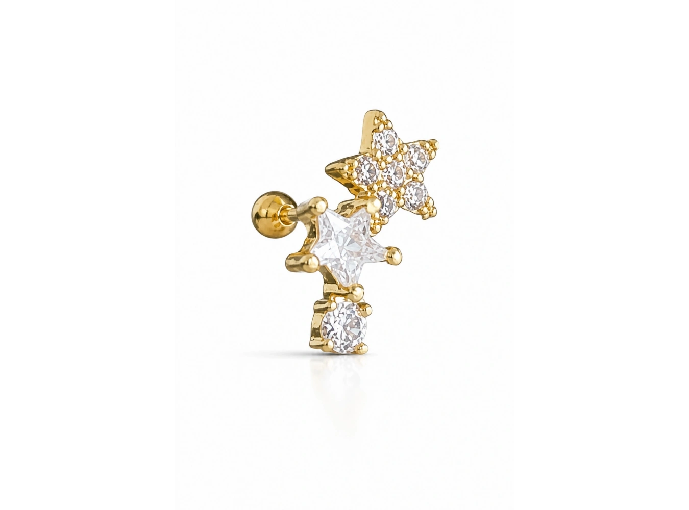 Altın Renk Yıldız Figürlü  Cerrahi Çelik Tragus/Kıkırdak Küpe/Piercing (Tek)