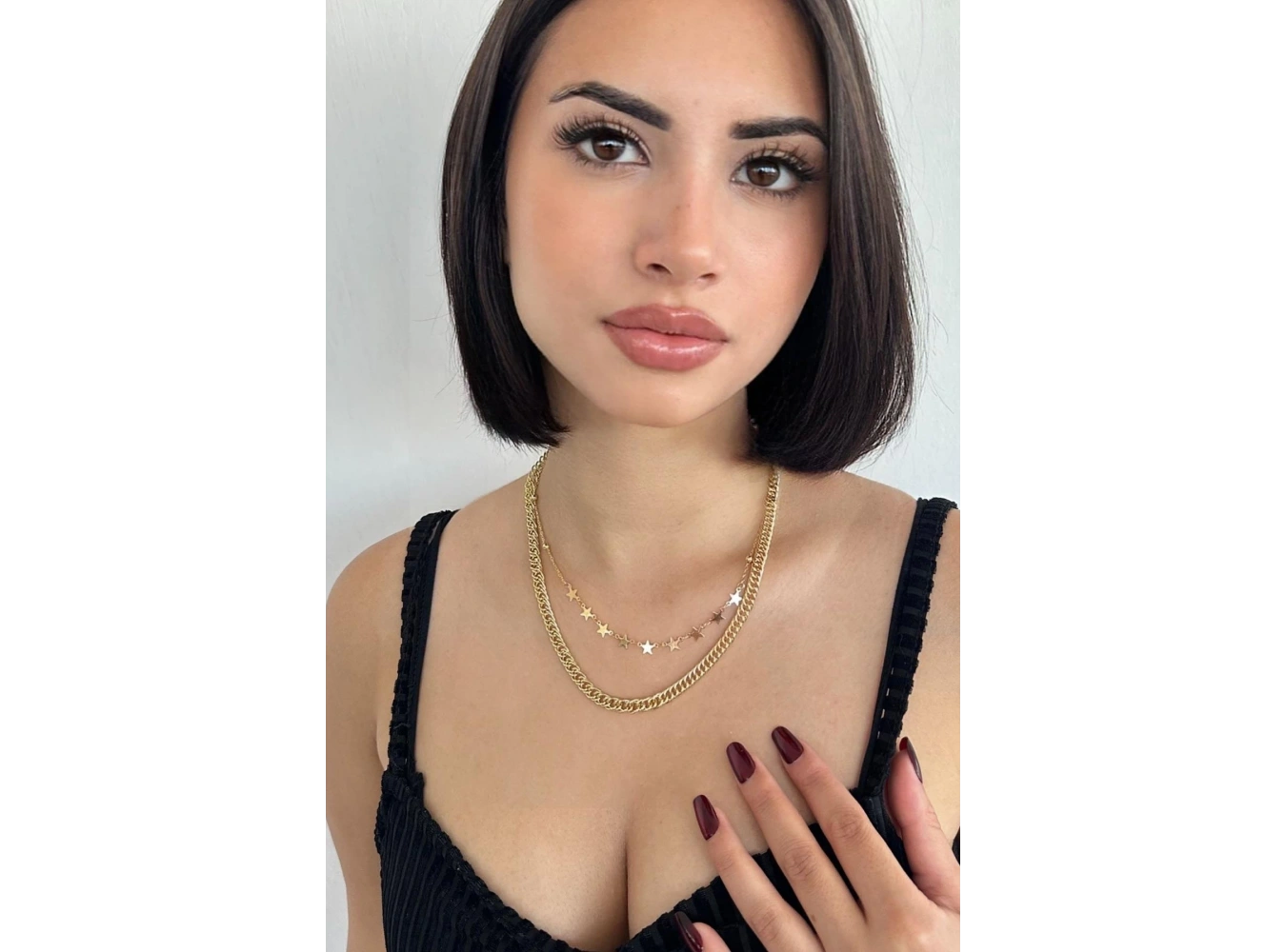 Altın Renk Yıldız Figürlü İkili Kolye