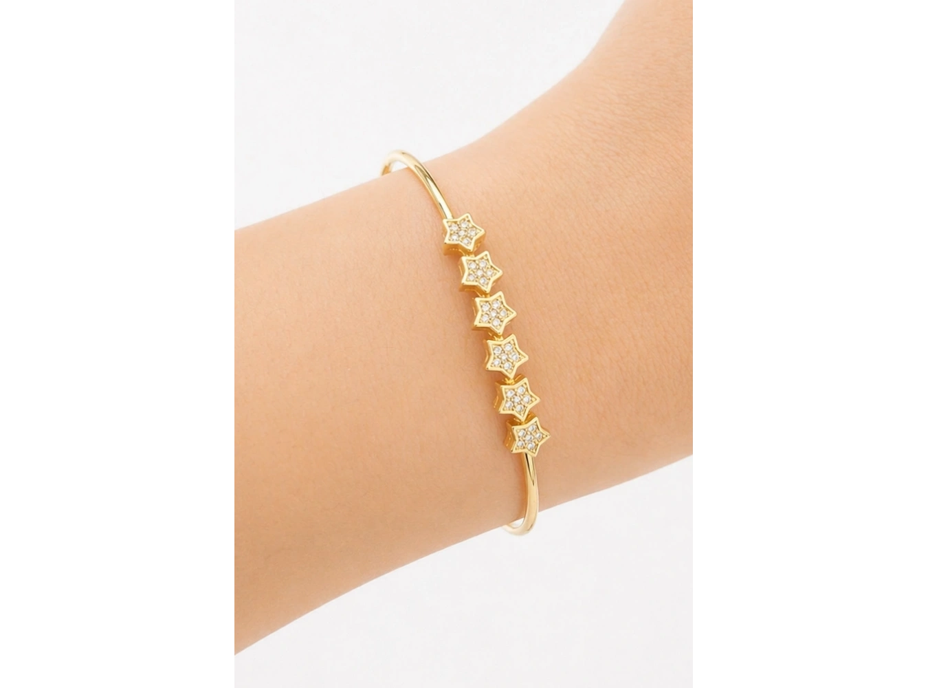 Altın Renk Yıldız Figürlü Kelepçe Bileklik