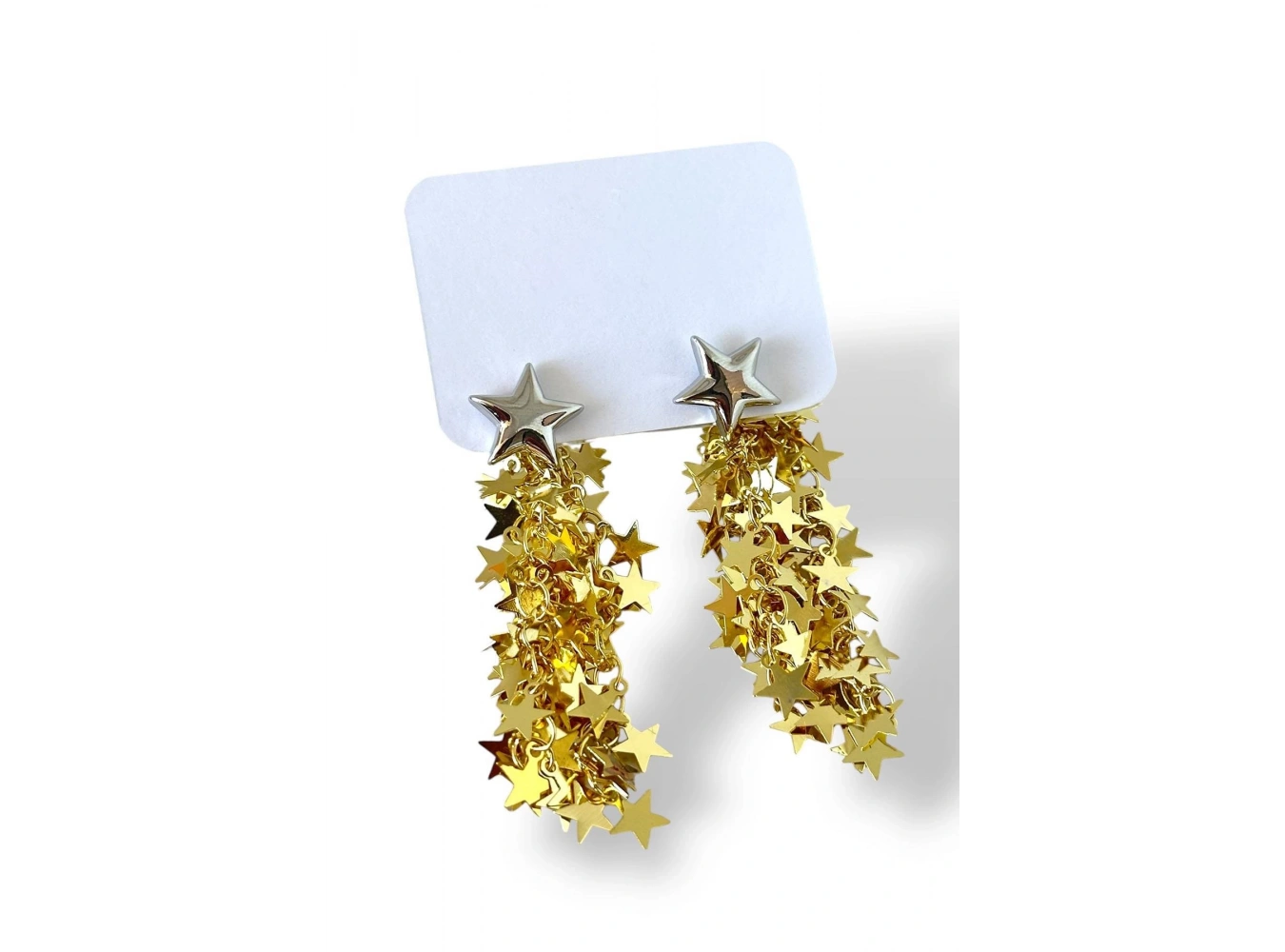 Altın Renk Yıldız Figürlü Sallantılı Küpe (Çift)