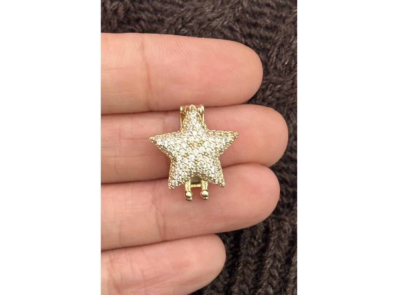 Altın Renk Yıldız Figürlü Taş Detaylı Ajda Charm / Kolye/ Bileklik Ucu