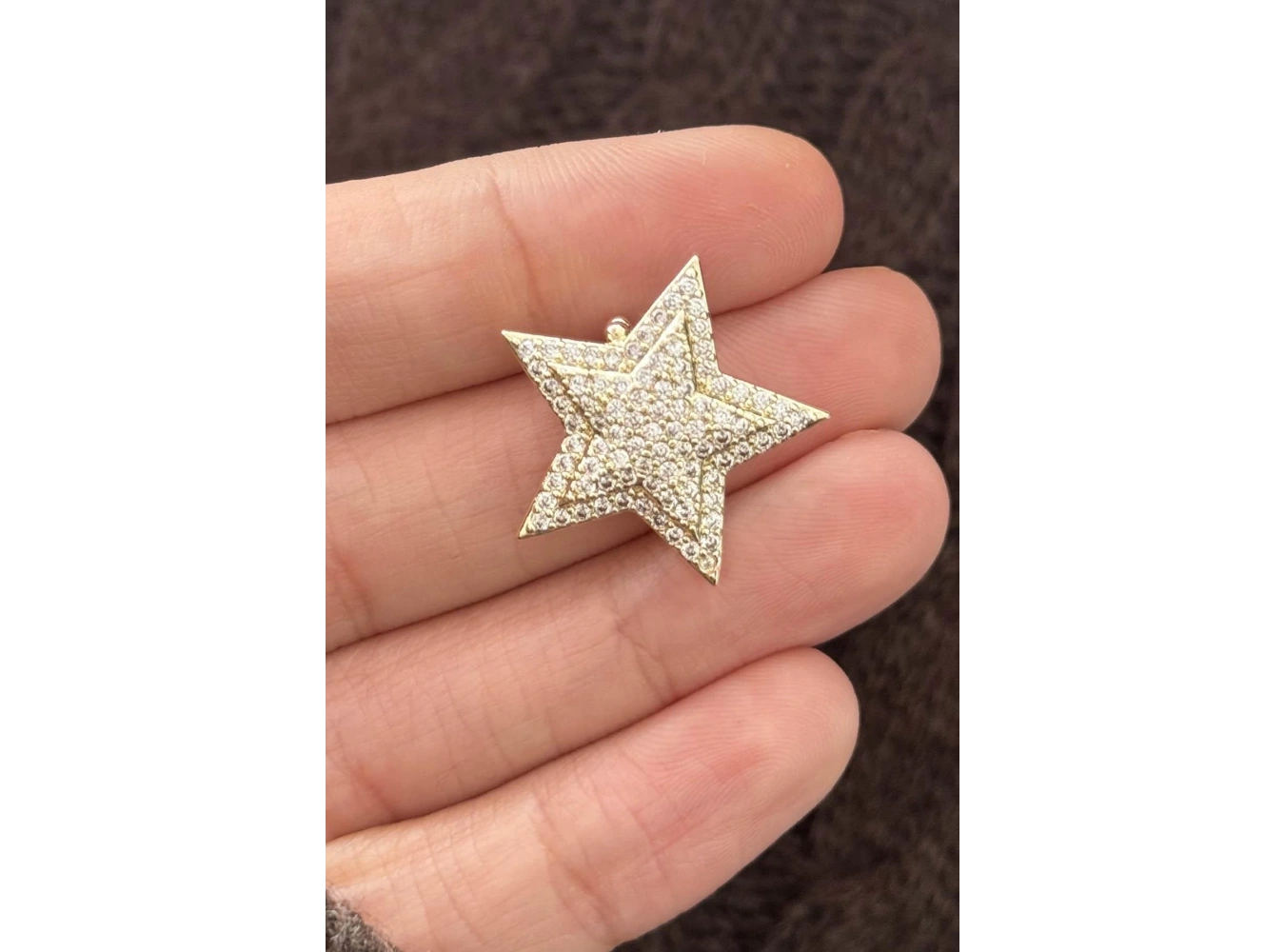 Altın Renk Yıldız Figürlü Taş Detaylı Ajda Charm / Kolye/ Bileklik Ucu