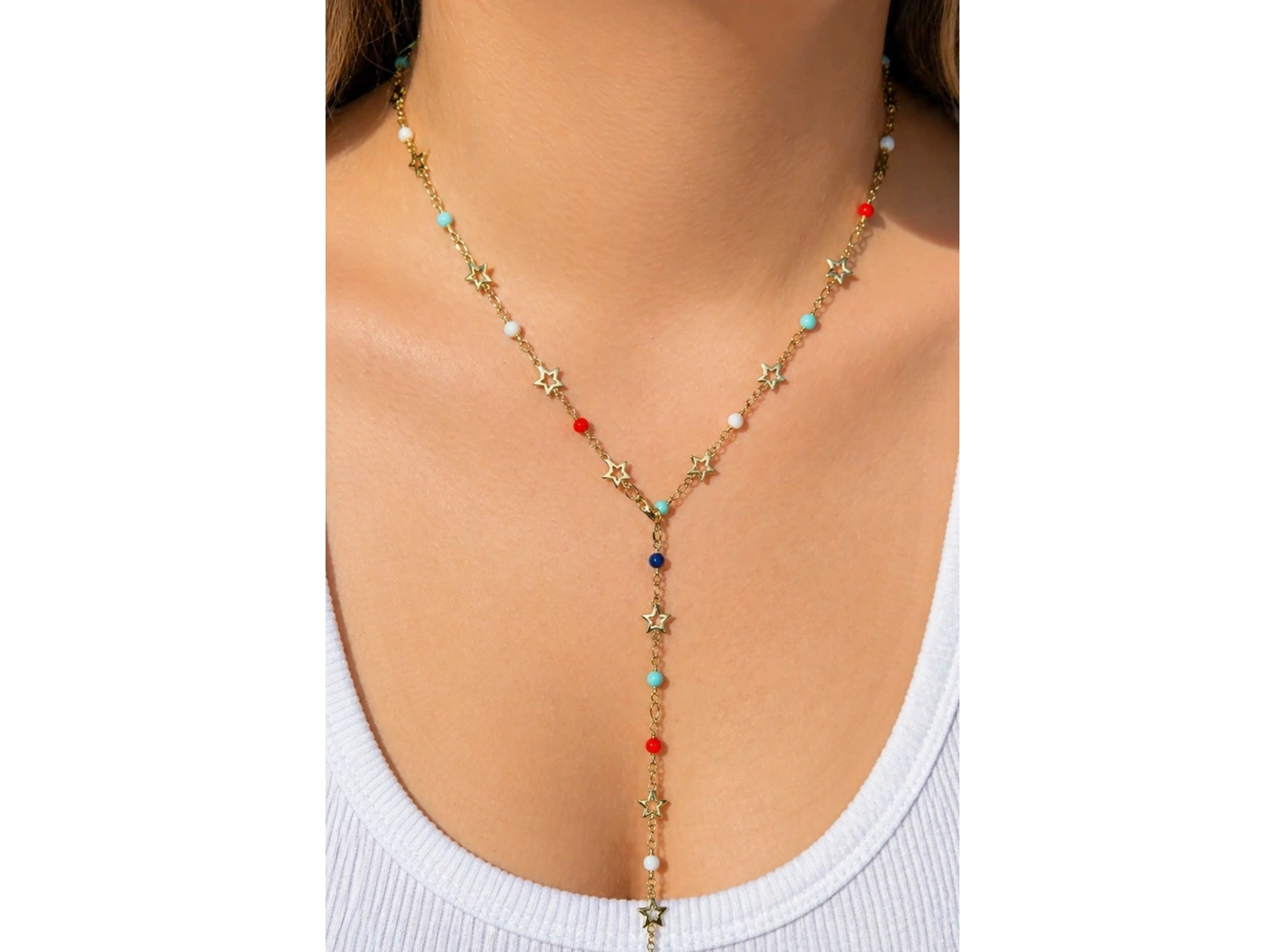 Altın Renk Yıldız Figürlü Y Kolye