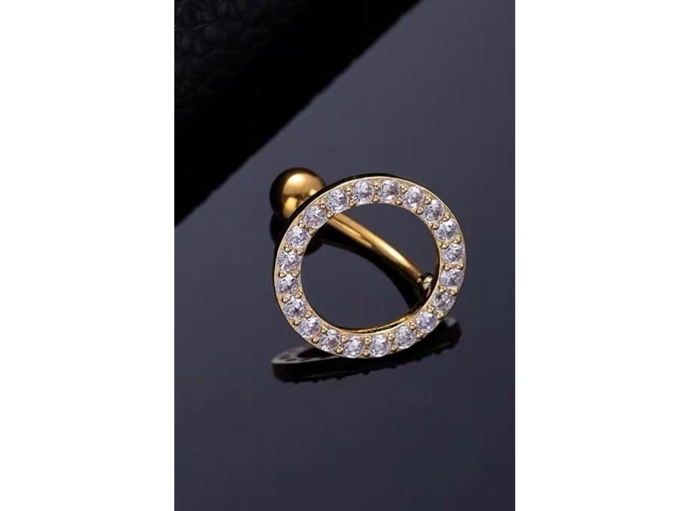 Altın Renk Yuvarlak Ters Takılan Cerrahi Çelik Göbek Piercing