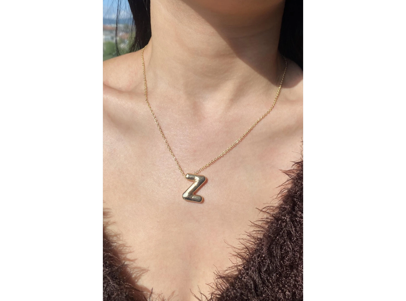 Altın Renk Z Harf Balon Kolye