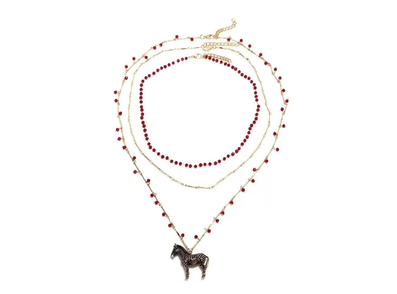 Altın Renk Zebra Figürlü Tasarım Kolye