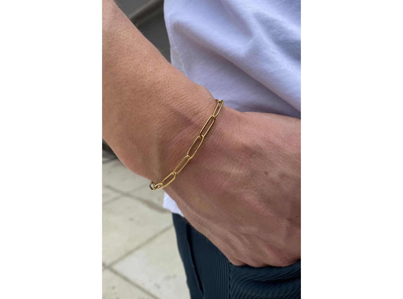 Altın Renk Zincir Çelik Bileklik (Unisex)
