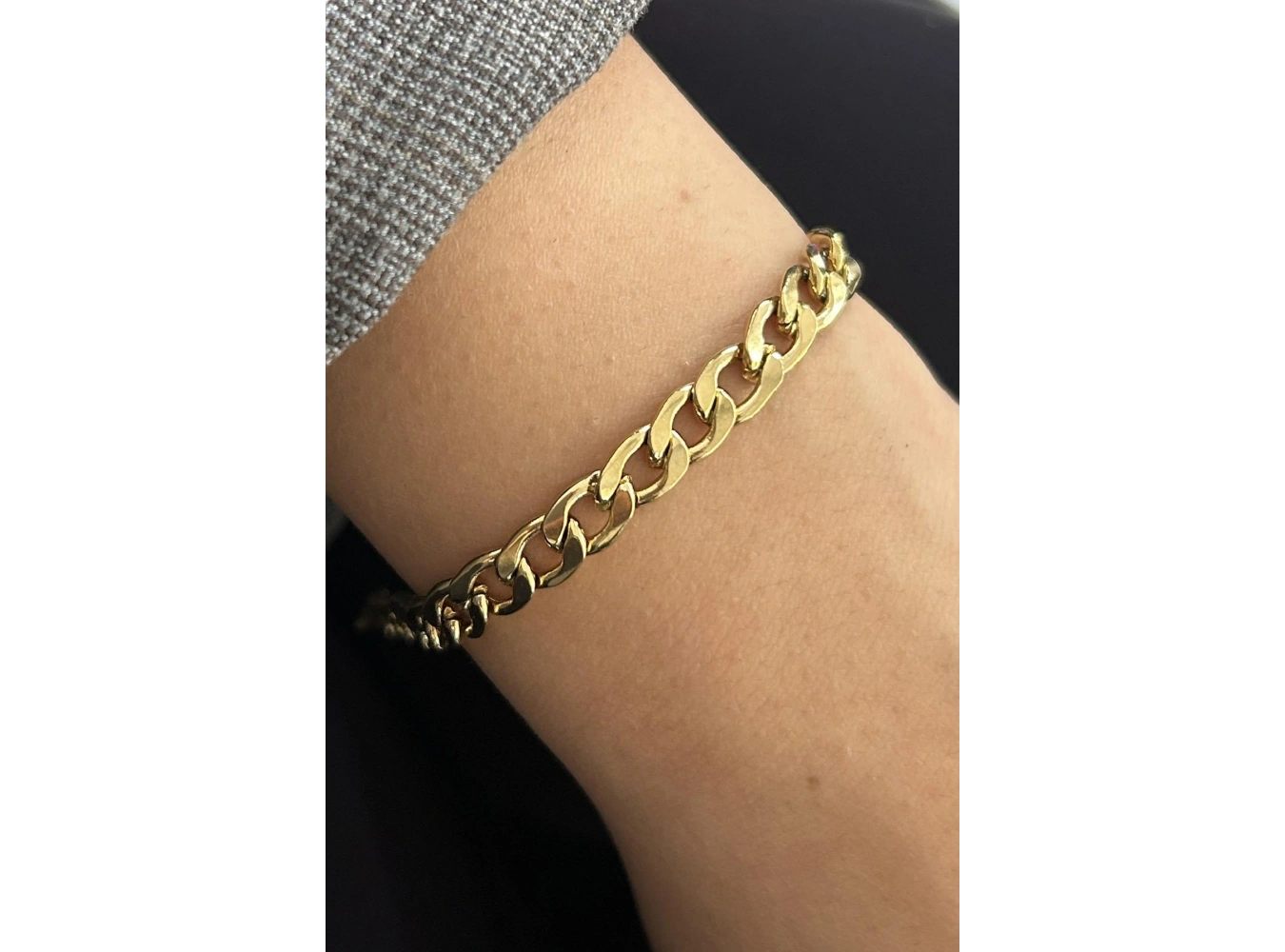 Altın Renk Zincir Çelik Bileklik (Unisex)