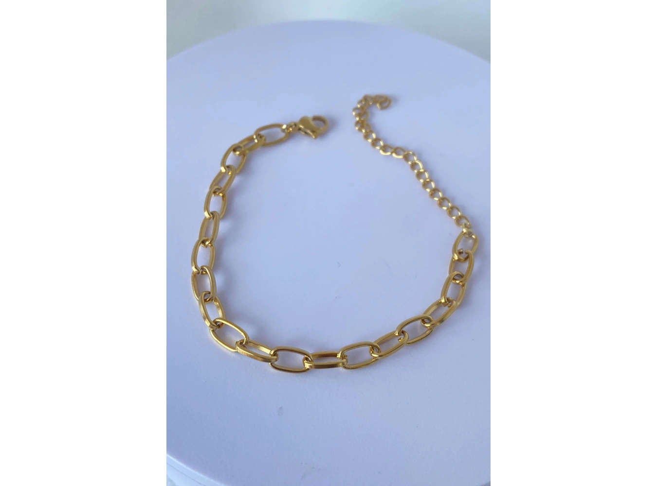 Altın Renk Zincir Detaylı Çelik Bileklik (Unisex)